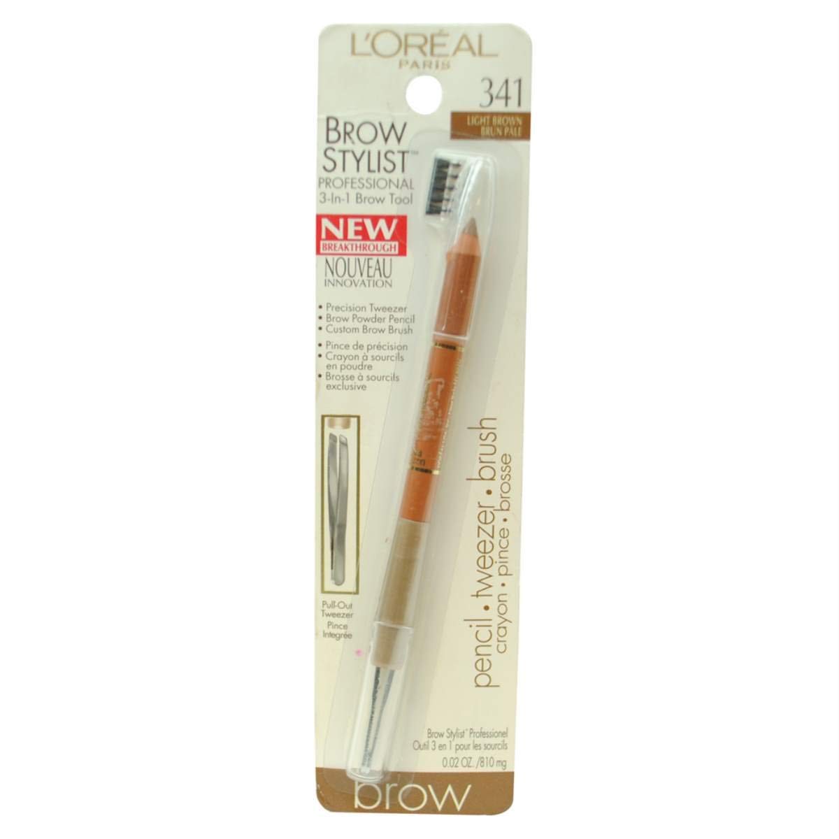 L'Oreal Brow Stylist Professional 3-in-1 Brow Tool, Light Brown 341 - ADDROS.COM